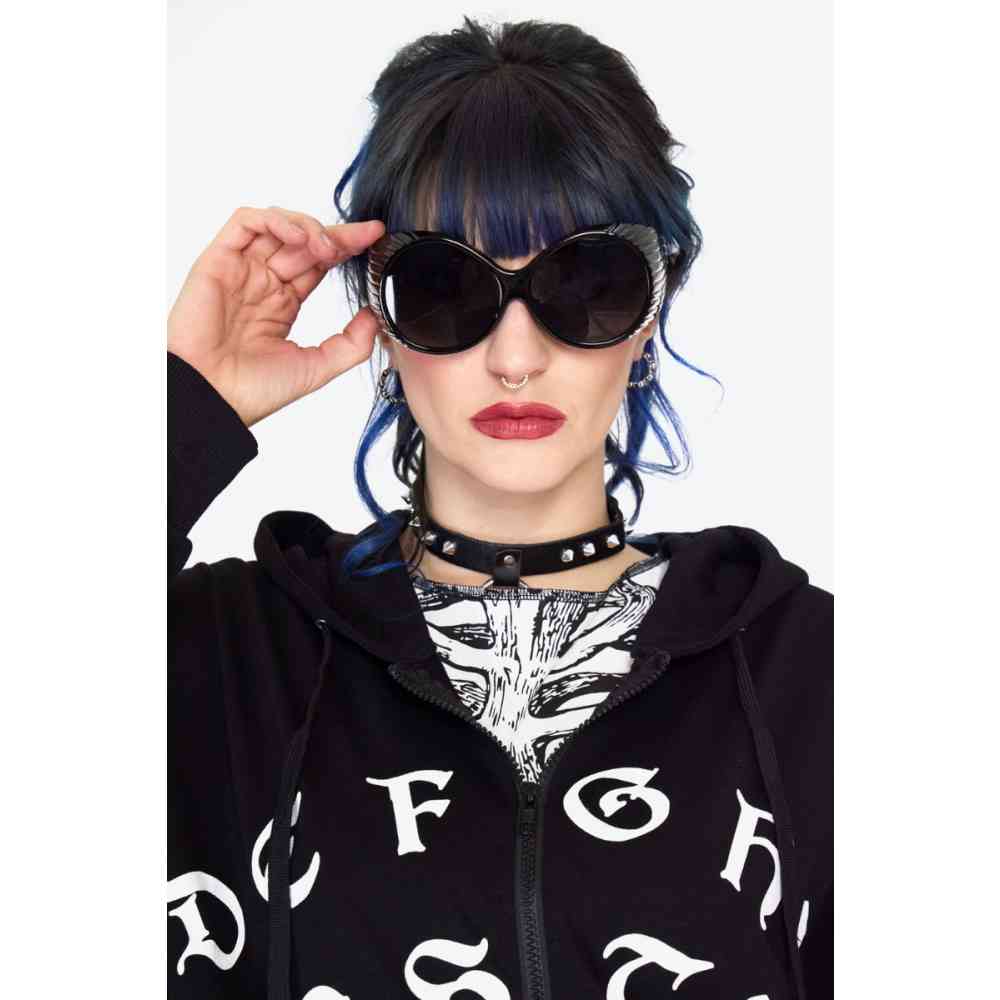 Jawbreaker - Oversized Round Goggle Style Zonnebril - Zwart